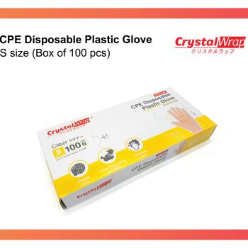 CrystalWrap® Premium CPE Disposable Embossed Glove - S Size (Box of 100pcs)