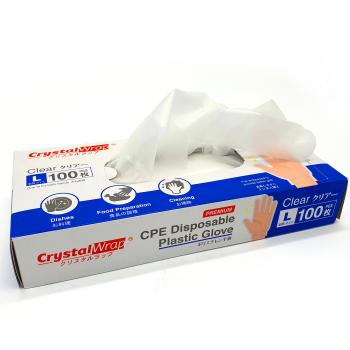CrystalWrap® Premium CPE Disposable Embossed Glove - L Size (Box of 100pcs)