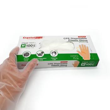 CrystalWrap® Premium CPE Disposable Embossed Glove - M Size (Box of 100pcs)